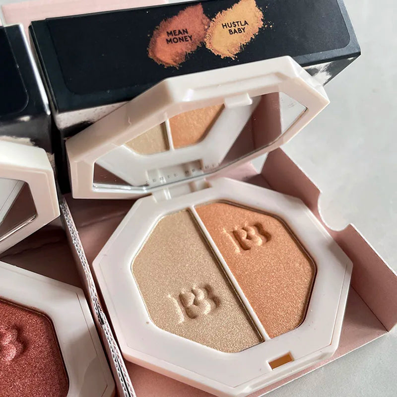 Fenty Beauty Portable Matte Two Color Powder with Fluorescence Perfect Concealer Lasting Natural Makeup Highlight Powder Makeup