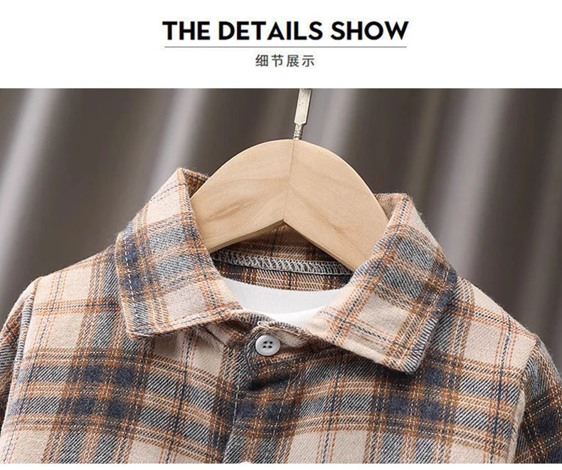 IENENS Kids Shirt Clothes Spring Thin Blouses Clothing Infant Boy Plaid Cotton Tops 1 2 3 4 Years Kids Long Sleeves Shirt