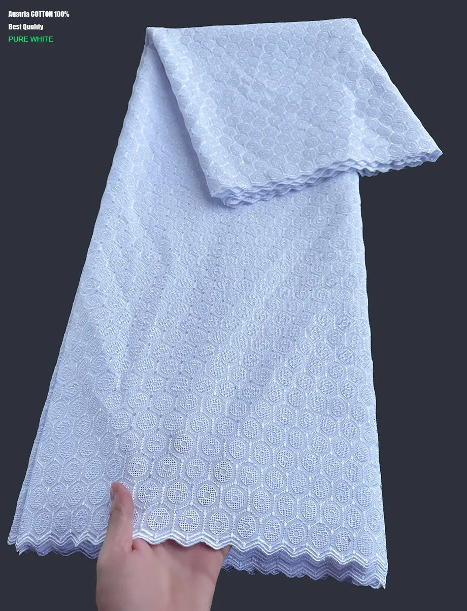 Top Quality Original Austria Cotton Lace for Men and Women African Embroidered Lace Fabric Nigeria Ceremony Cloth Sewing Dress