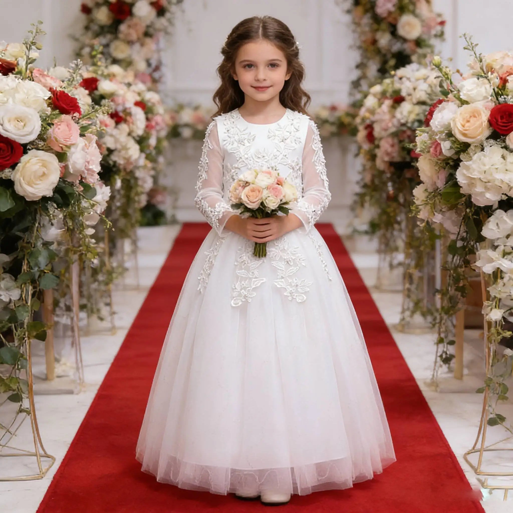2026 teens girls Formal Dresses For Girls white Princess First Communion Children Clothes Evening luxury Flower Girls bridesmaid