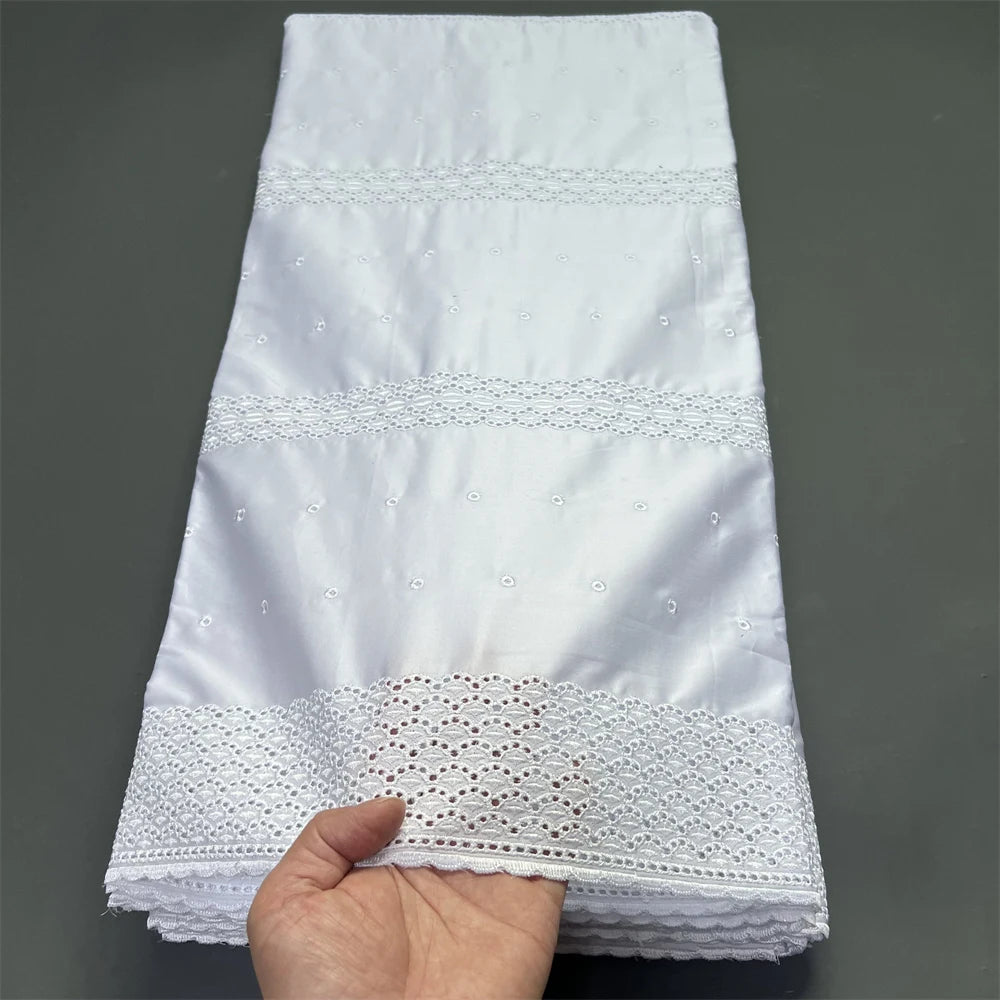 2026 High-Quality African Nigerian Tulle Lace Fabric for Dress Sewing Pure Embroidery Damask Cotton Wedding Party 5Yard hz1413