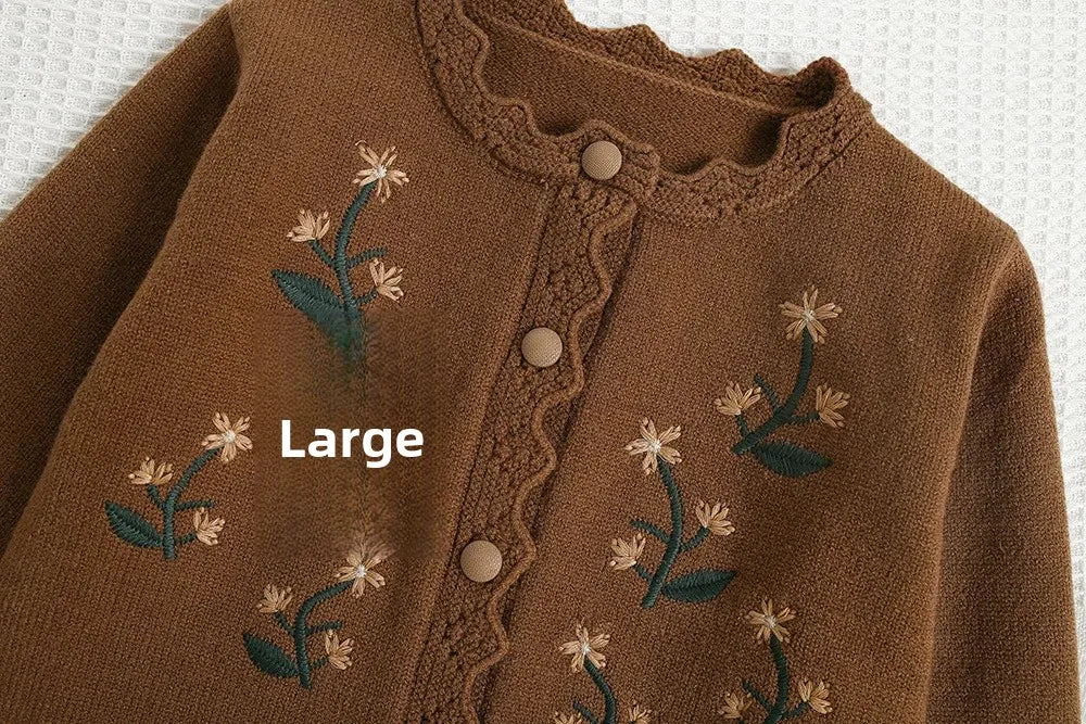 Baby Girl Clothes Girls Knitted Sweater Set Embroidered Flower Design Two-Piece Jacket And Pants Spring Autumn Korean Style