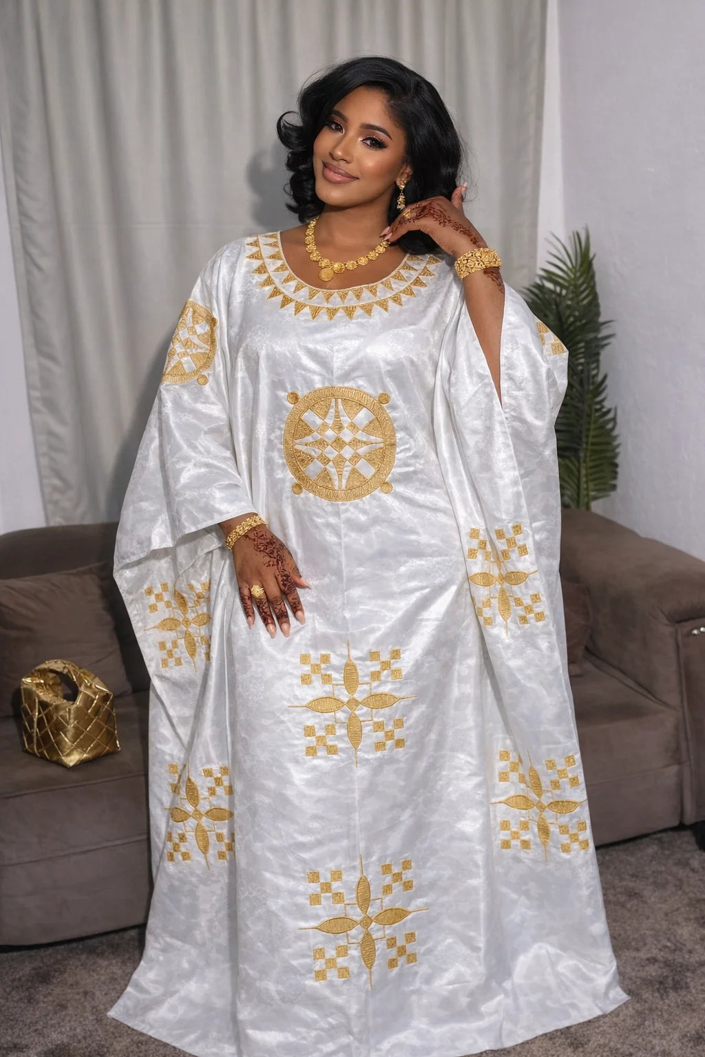 White And Gold African Women Bazin Riche Boubou Dress Original Nigeria Basin Rich Wedding Party Dashiki Gown Shining Robe