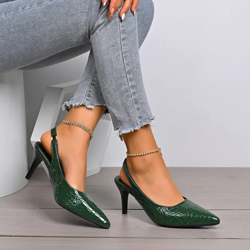 Green Heels for Women Luxury Pointed Toe Party Dress Shoes Classic Ladies Office Pumps Women Shoes Size 42 Salto Feminino