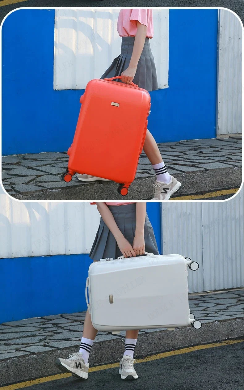 Travel suitcase on mute Universal wheels  ABS +PC Rolling Luggage set 20 inch carry on Cosmetic bag zipper luggage-bags valises