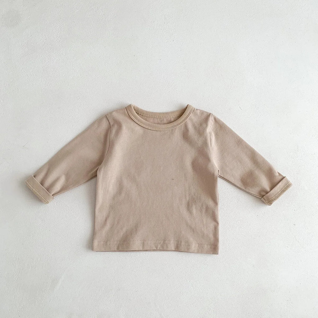 Infant Clothes Toddler Boy Cotton Long Sleeves T-shirts Spring Autumn Outfits Girl Baby Solid Bottoming Shirt Kid Striped Tees