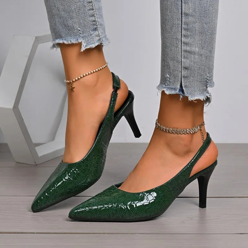 Green Heels for Women Luxury Pointed Toe Party Dress Shoes Classic Ladies Office Pumps Women Shoes Size 42 Salto Feminino