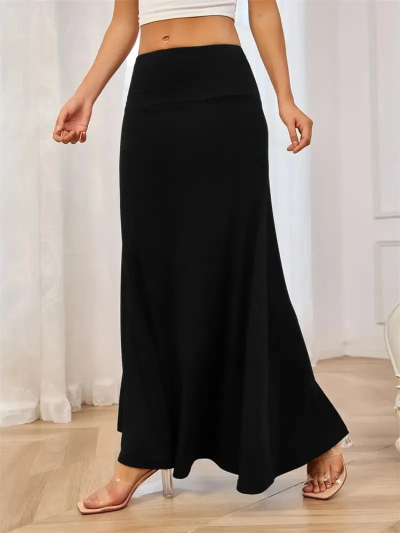 KIDCRKJ Long Skirt Women Autumn 2026 New Skirts Knitted Solid Urban Office Lady Fashion Clothes High Waist Maxi Skirts Faldas