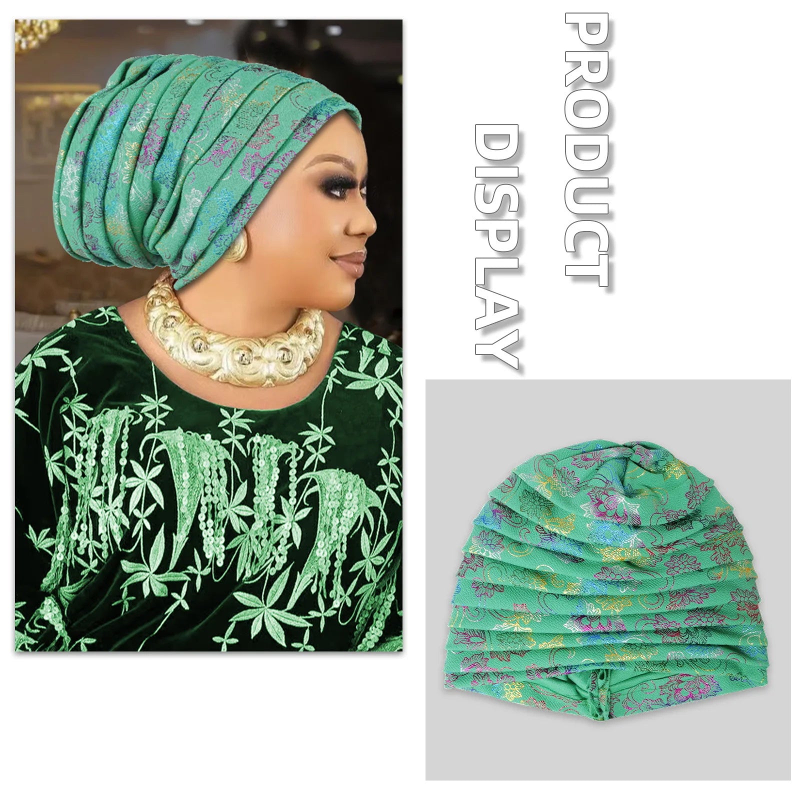 Fashion Wedding Geles African Headtie Auto Gele Turbans for Women Fabric Muslim Headwear Headpiece Female Head Wraps