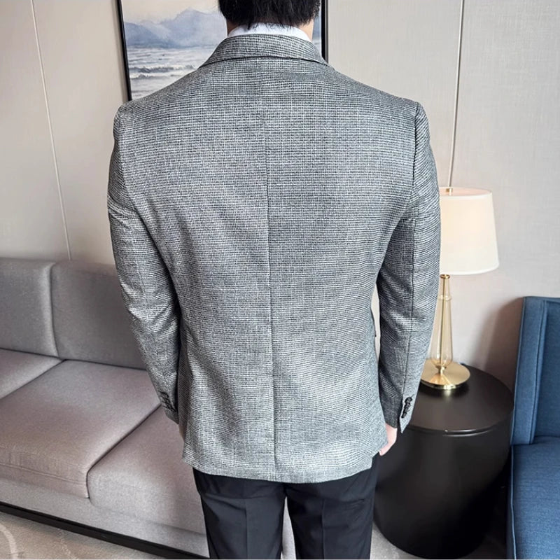 Men Suit Jacket Blazer Hombre High-quality Fashionable and Elegant Men Business Slim Fit Suit Jacket Social Party Formal Jacket
