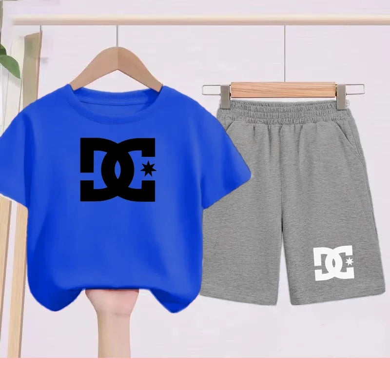 Children's Summer Sets - Boys and girls' 3-13 age group daily wear sports Tshirts,casual short-sleeved shorts,cute gift clothing