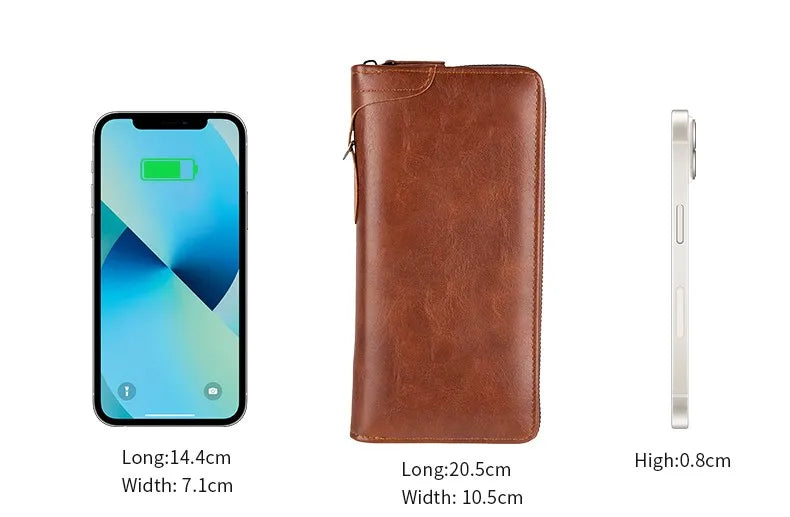 Men's Long Zipper Wallet High Quality Pu Leather Wallet For Men RFID Blocking Business Clutch Bag Credit Card Holder Purse Man