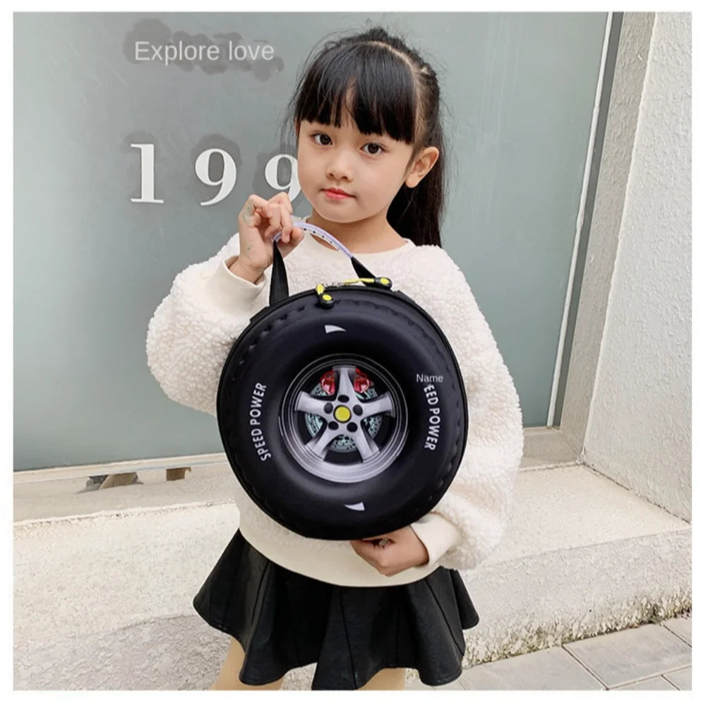 Colorful Tyre Shaped Children's Schoolbag EVA 3D Cartoon Wheel Kindergarten Shoulder Bag Load Reducing Kid Backpack