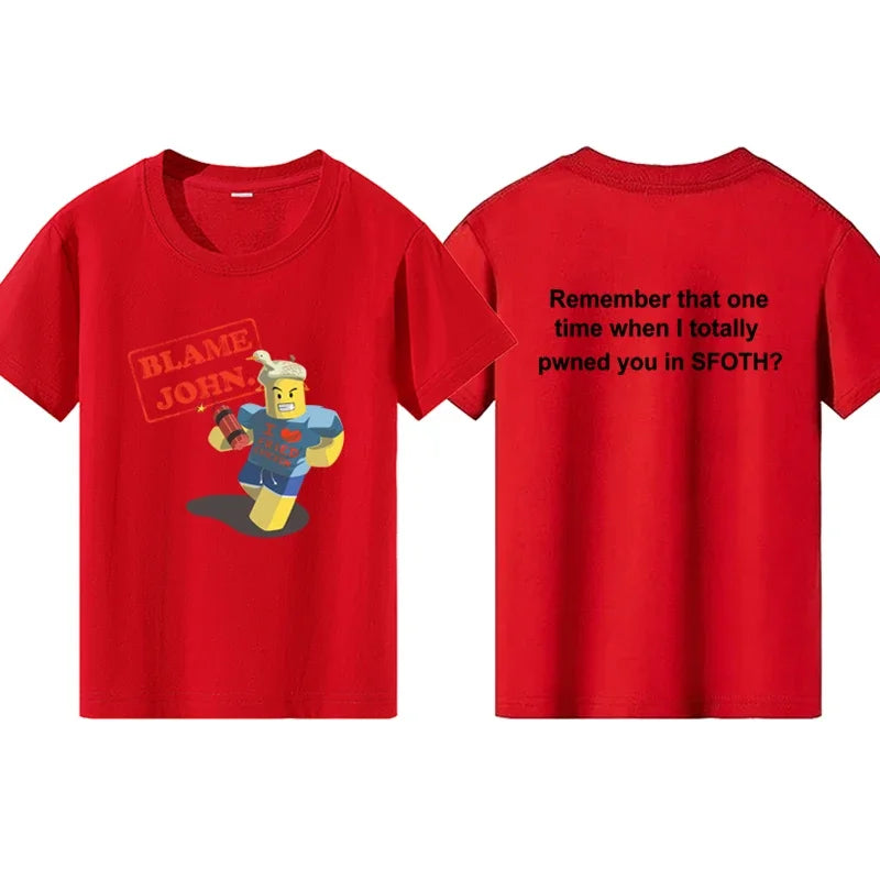 Blame John Printed Teenage Tops T-shirt Boys Girls Summer Casual Funny Fashion O-Neck Short Sleeve Children Colorful Clothing