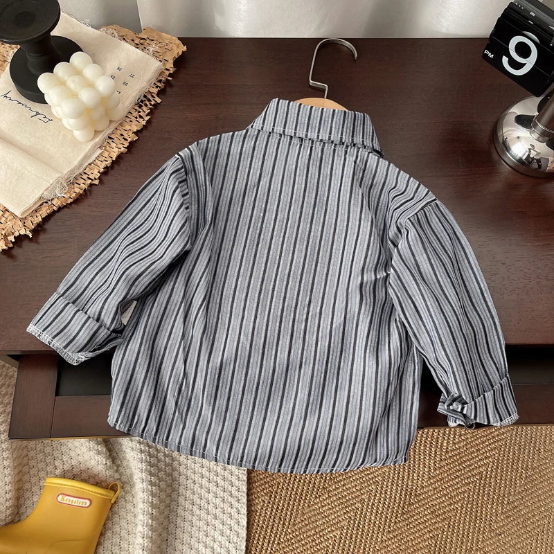 IENENS Kids Shirt Clothes Spring Thin Blouses Clothing Infant Boy Plaid Cotton Tops 1 2 3 4 Years Kids Long Sleeves Shirt
