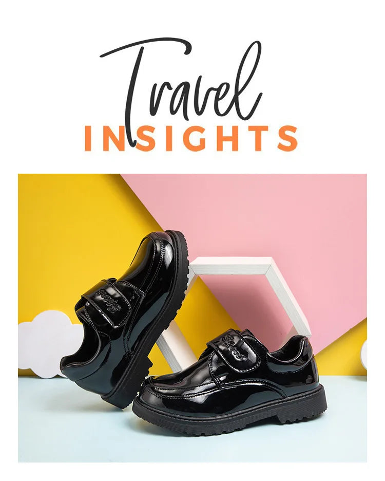 Boys Shoes Spring & Autumn New Black Glossy Classic Kids Loafer for Girl 2024 New Versatile Round-toe Britain Child School Shoes