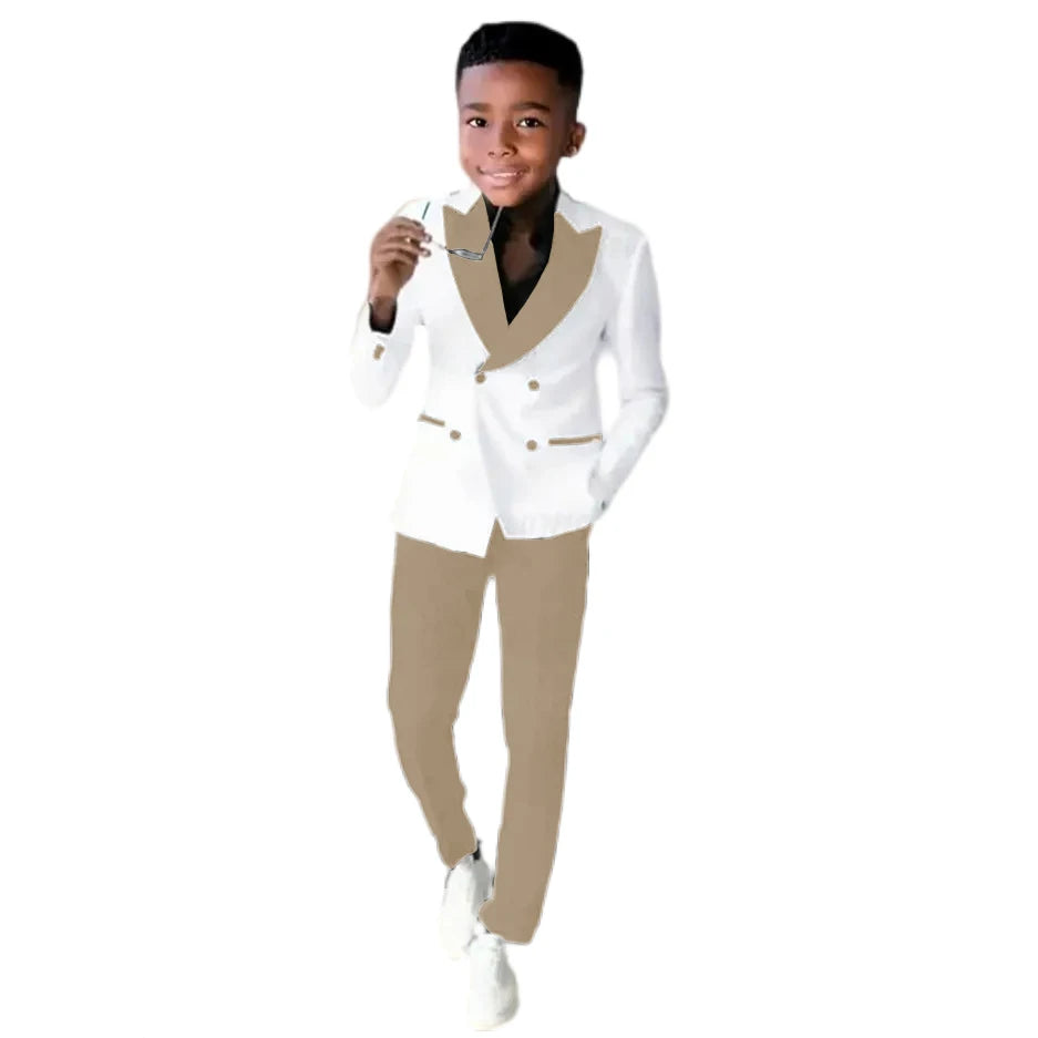 2-16 Years Old Suit For Boys Wedding Tuxedos Jacket Pants 2 Pieces Double Breasted Kids Child Clothes Party Suits