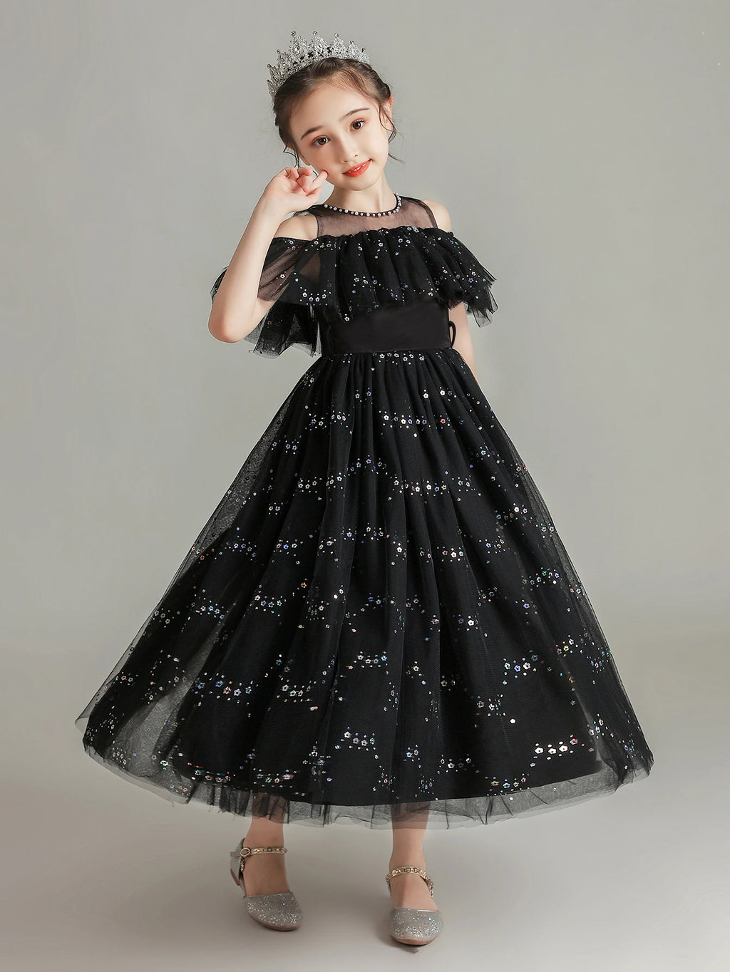 Summer Kids Party Dress Girls 5-12 Years Old Wedding Flower Girl Dress In Stock