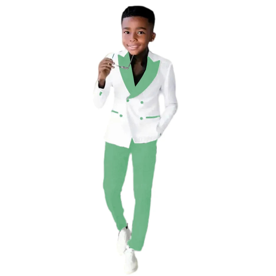 2-16 Years Old Suit For Boys Wedding Tuxedos Jacket Pants 2 Pieces Double Breasted Kids Child Clothes Party Suits