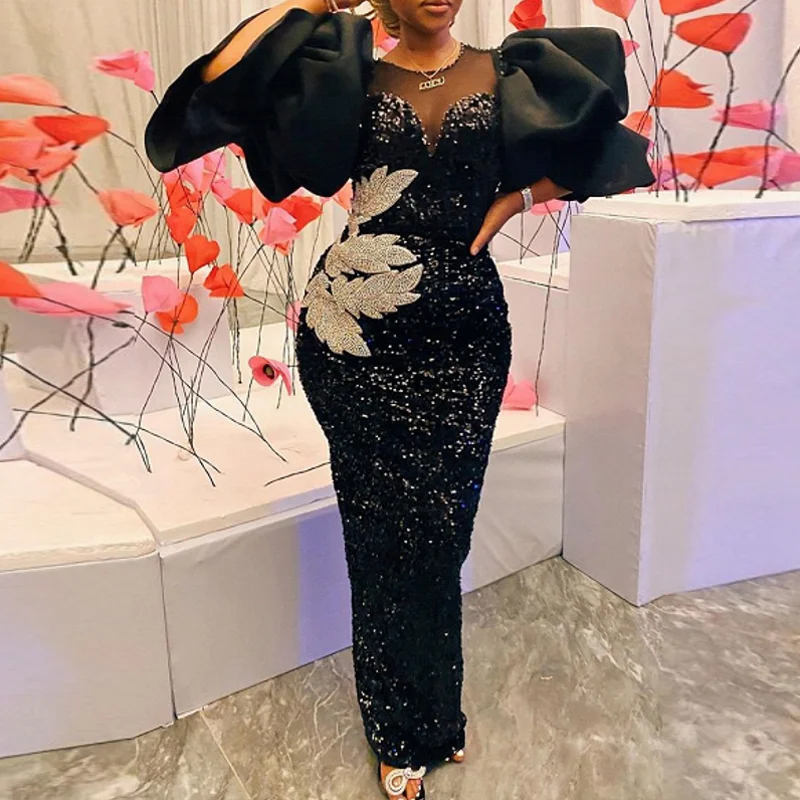 Black Maxi Dresses Africa Clothing African Dresses For Women Muslim Long Dress High Quality Fashion African Dress For Lady