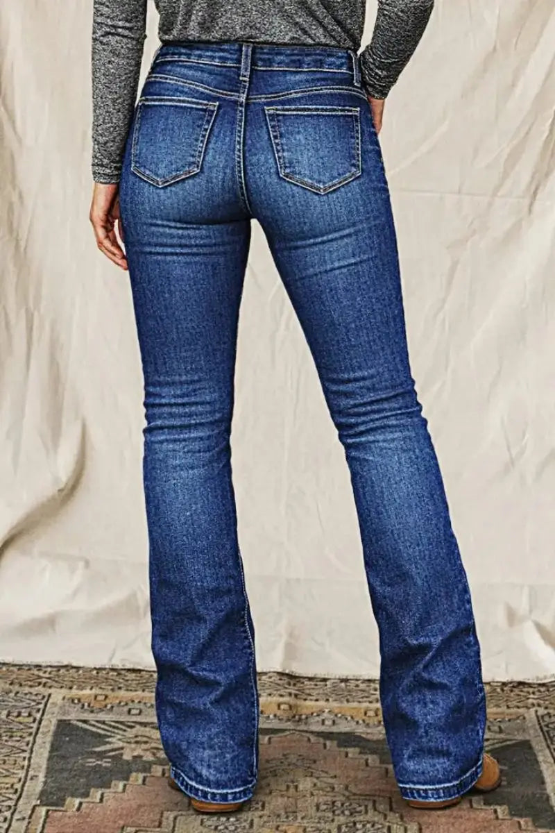 European and American women's jeans with trendy high street button design slim fit and slimming temperament micro flared pants