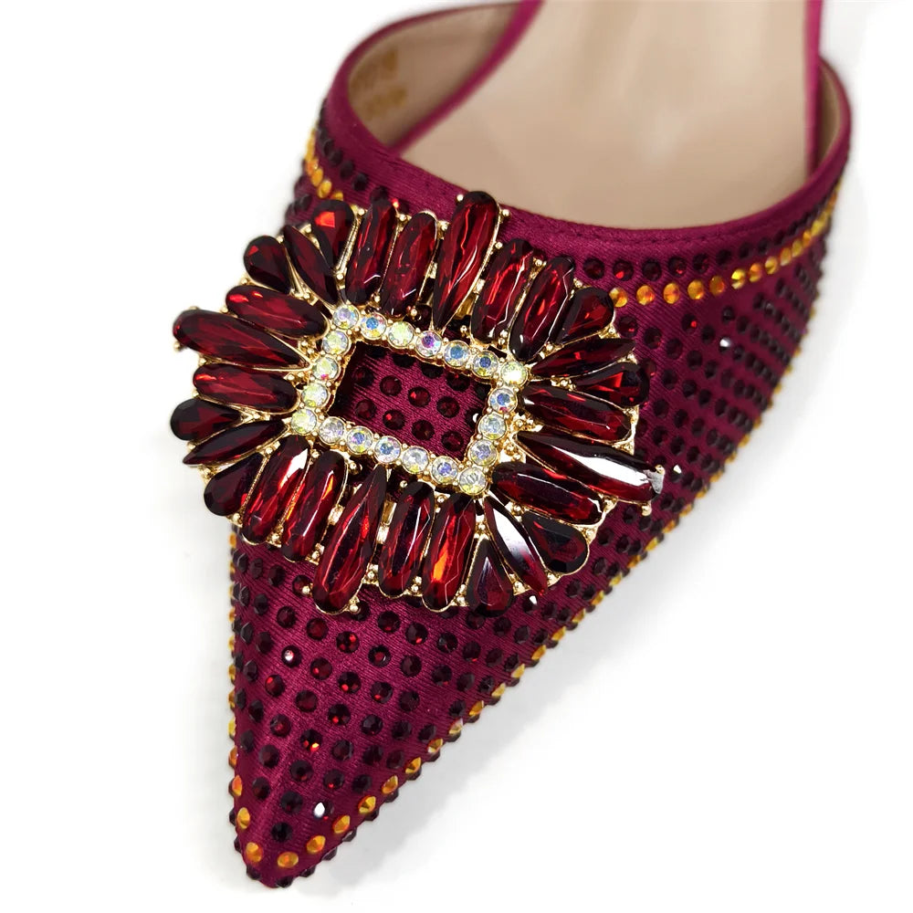 2026 Elegant Nigerian Women's Party Shoes with Medium Heel & Matching Handbag – Pointed Toe Fashion Footwear for Special