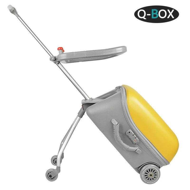 New Cartoon Suitcase for Kids Can Sit Boarding Cabin Luggage children's Suitcases Travel Lazy Trolley Case Baby Walker box wheel