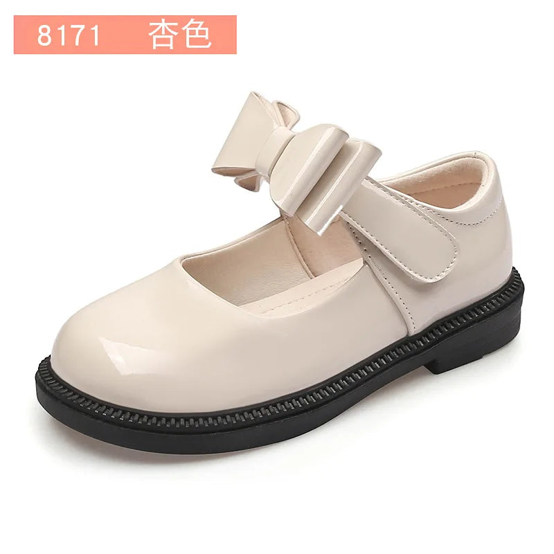 New Girl Leather Shoes Princess Kid Student School Causal Black Versatile Shoes Hook & Loop Children Glossy Mary Jane Autumn Hot