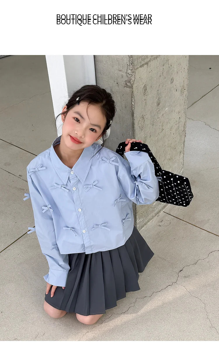 Girls' shirts spring clothes girls' big children's Korean style super beautiful children's clothes girls' unique and beautif