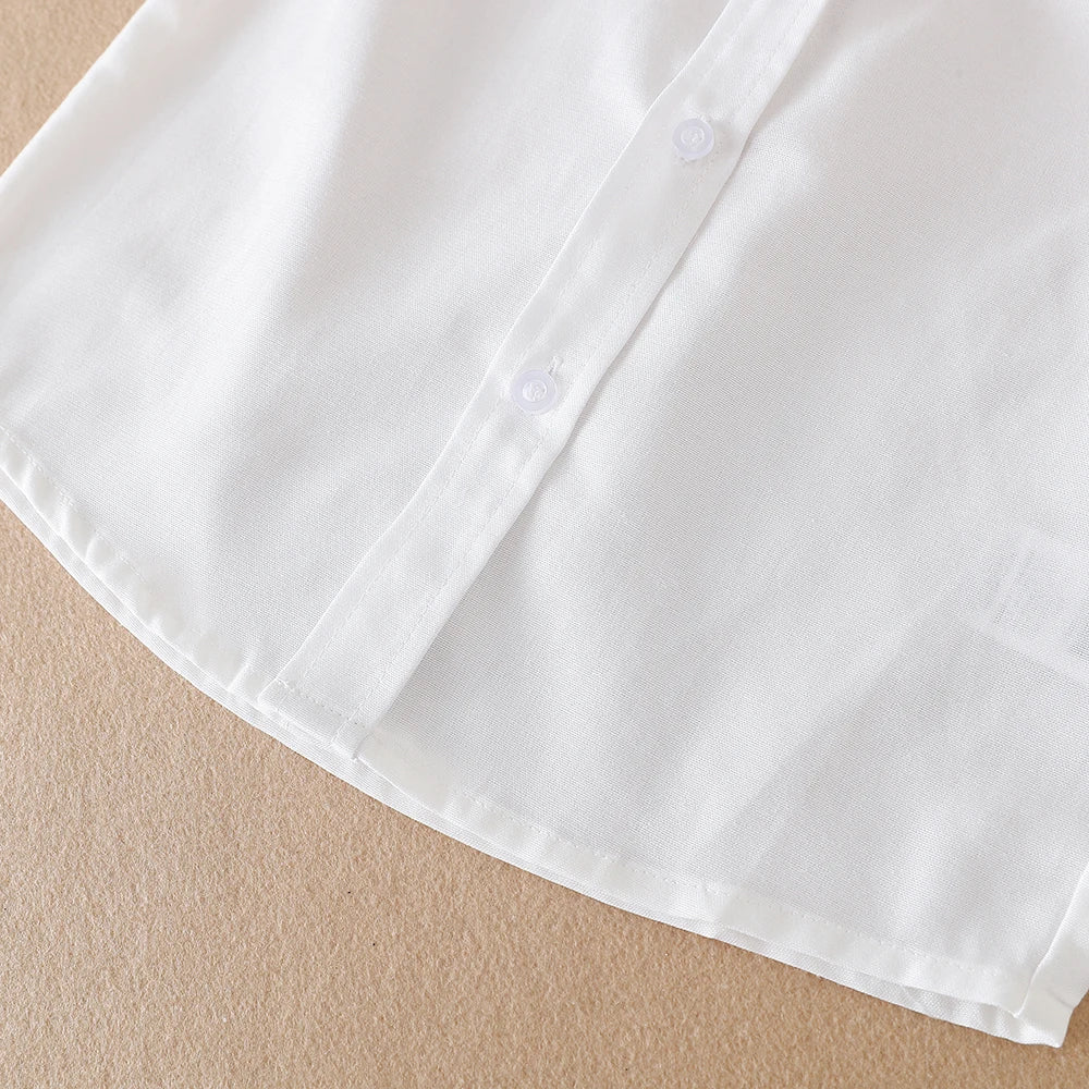 Boys Summer Shirt 2024 New Kids Cotton Clothes School Uniform Children Turn-down Collar Short Sleeve Clothing 5-12 Years