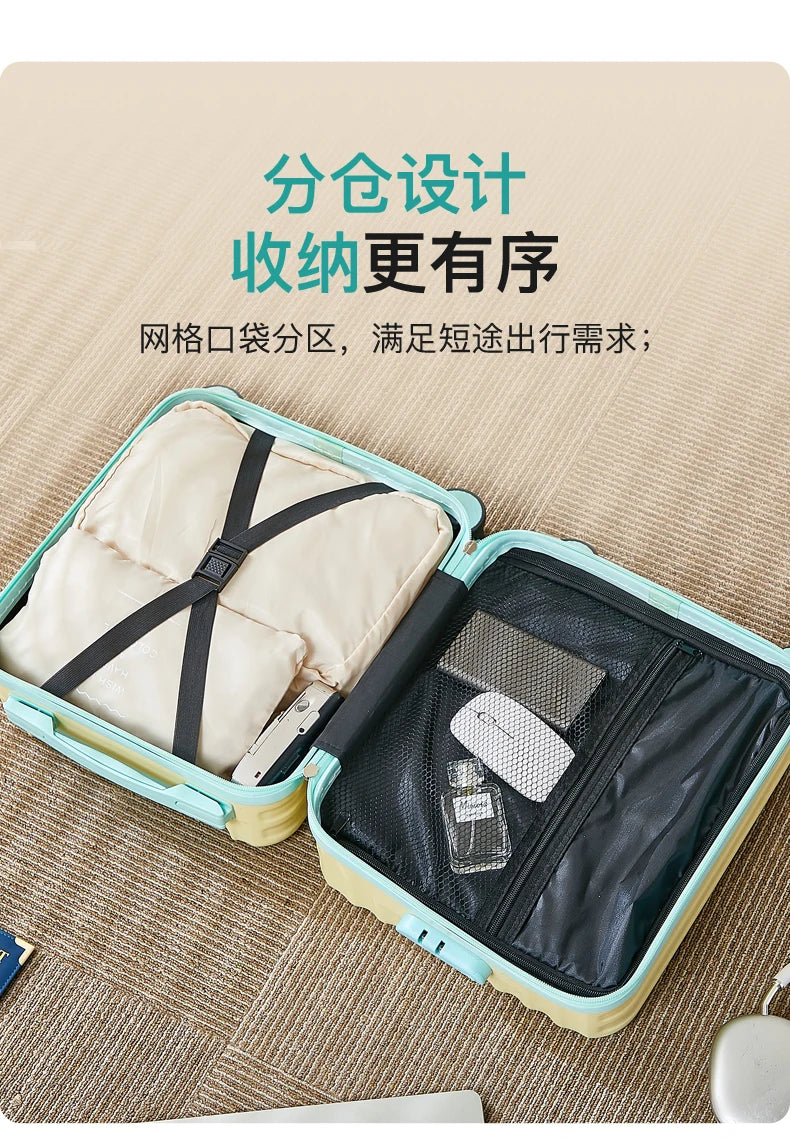 14 Inch Portable Luggage with 3 Extension Handles Carry-On Bag Lightweight Travel Suitcase with Cup And Phone Holder Suitcase