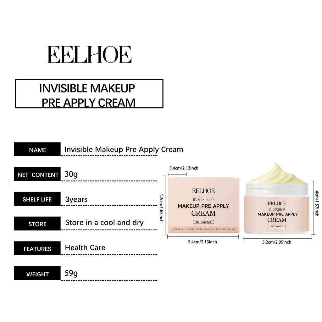 Pre Primer Invisible Makeup Waterproof Minimize Pore Brightening Skin Tone Natural Isolation Pre Apply Cream Primer Makeup 30g