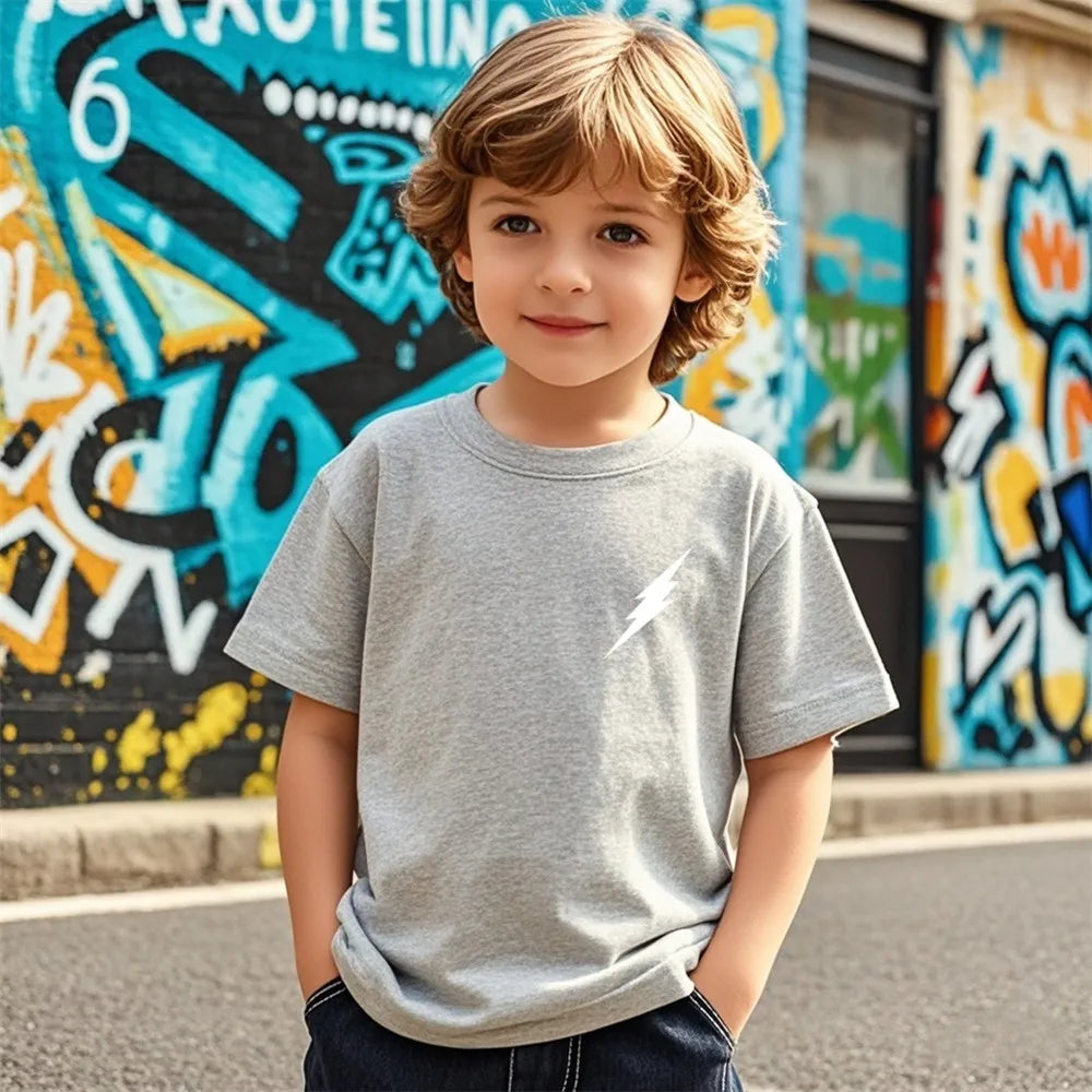 Teens Music Headset/Headphone Print T Shirts Boys Cotton Fashion T Shirt Children Summer Short Sleeve Trendy Loose DJ Tee Tops