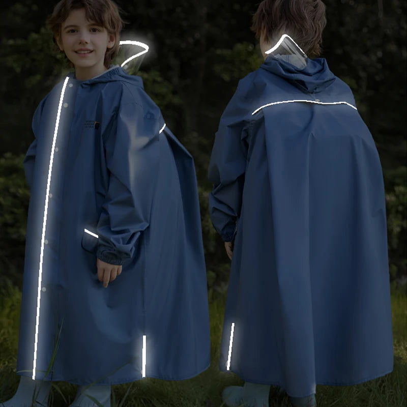 Kid's Waterproof Raincoat with Backpack Space New Children's Full Body Rain Suit Elementary School Students School Raincoat