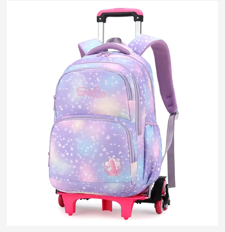Children School Backpack Set with Wheels Students Bags for Girls Trolley Bag Cute Schoolbag Rolling Wheeled Backpack Child Girl