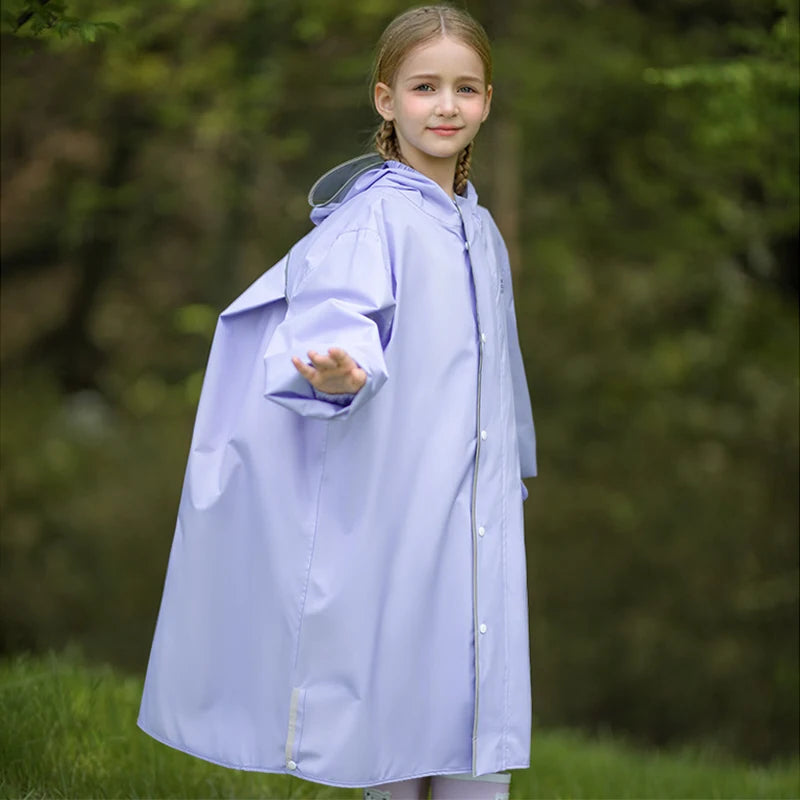 Kid's Waterproof Raincoat with Backpack Space New Children's Full Body Rain Suit Elementary School Students School Raincoat