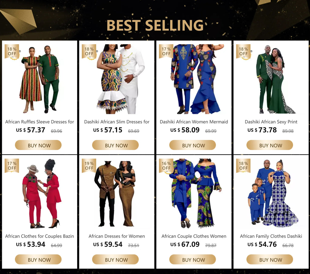 Dashiki African Women Mermaid Dresses Matching Men Outfits Pant Sets Bazin Riche African Couple Clothes for Wedding Y22C080