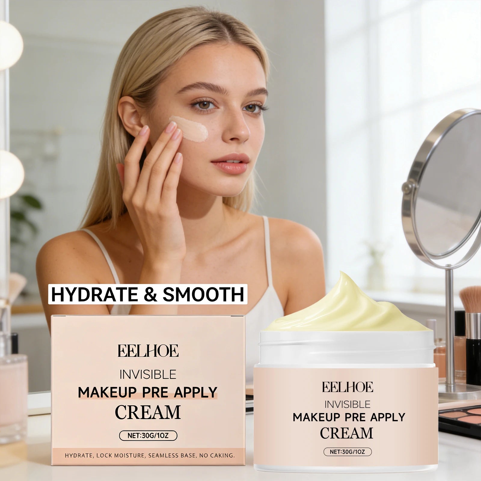 Pre Primer Invisible Makeup Waterproof Minimize Pore Brightening Skin Tone Natural Isolation Pre Apply Cream Primer Makeup 30g