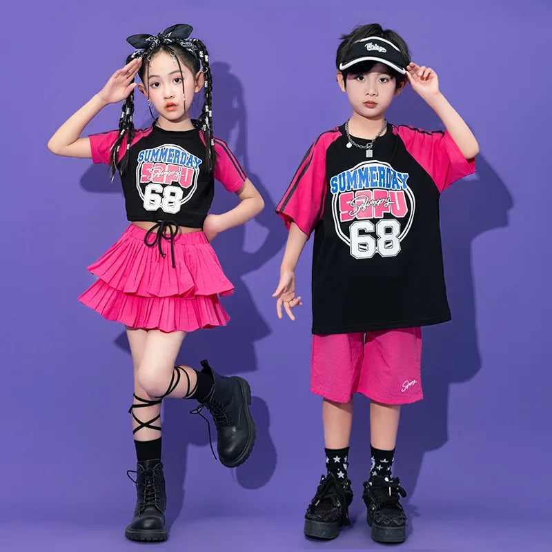 Teenager Kids Hip Hop Dance Costumes For Children Yellow Kpop Hiphop Stage Outfits Girls Boys Jazz Performance Rave Clothes