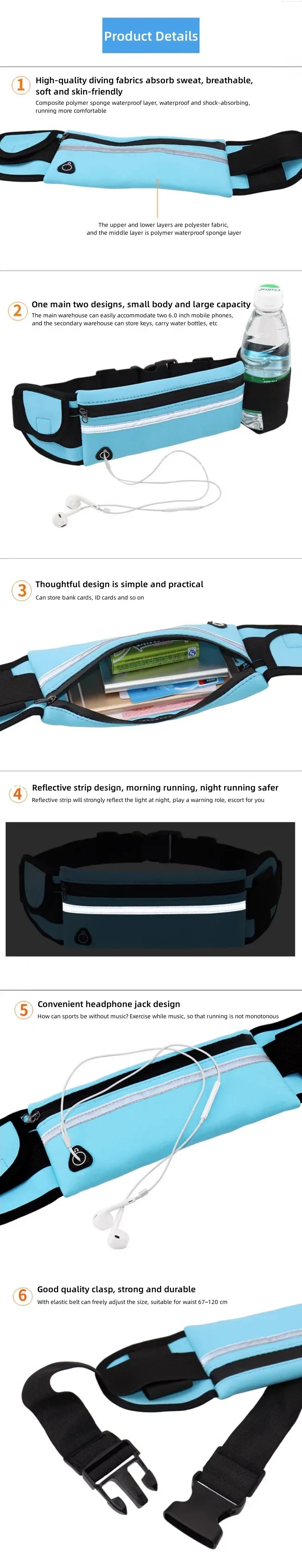 1pc Running Bag Women Waist bag Belt bag Men Sports Fanny Pack Mobile Phone Bag Gym Running Cell Phone Jogging Run Cycling Bag