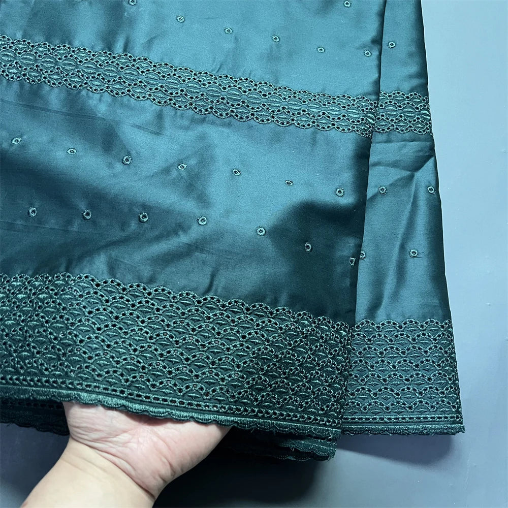 2026 High-Quality African Nigerian Tulle Lace Fabric for Dress Sewing Pure Embroidery Damask Cotton Wedding Party 5Yard hz1413