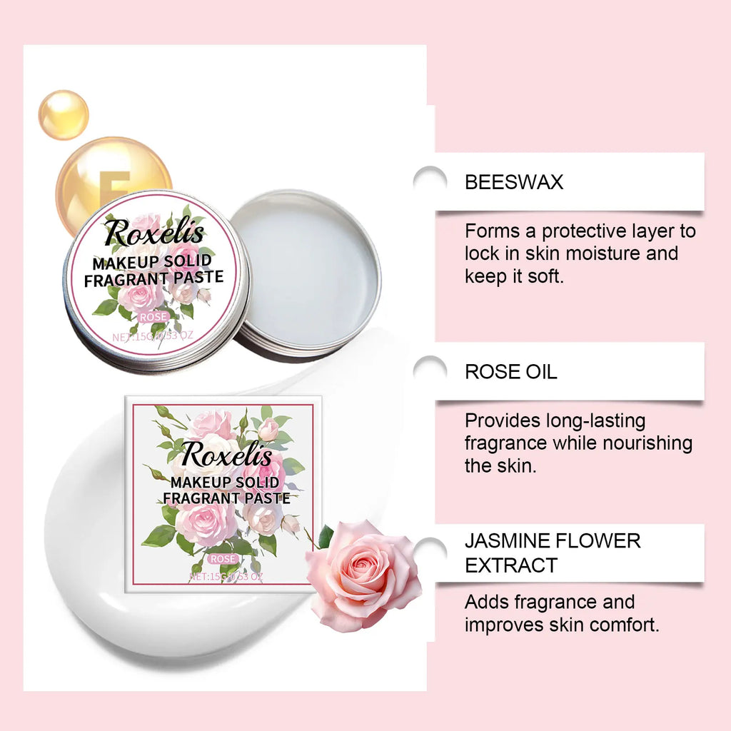 ROXELIS Rose Paste Body Balm Solid Balm Sets Solid Perfume Portable Pocket Balm Perfume Perfect for Travel Use Parfum Women's