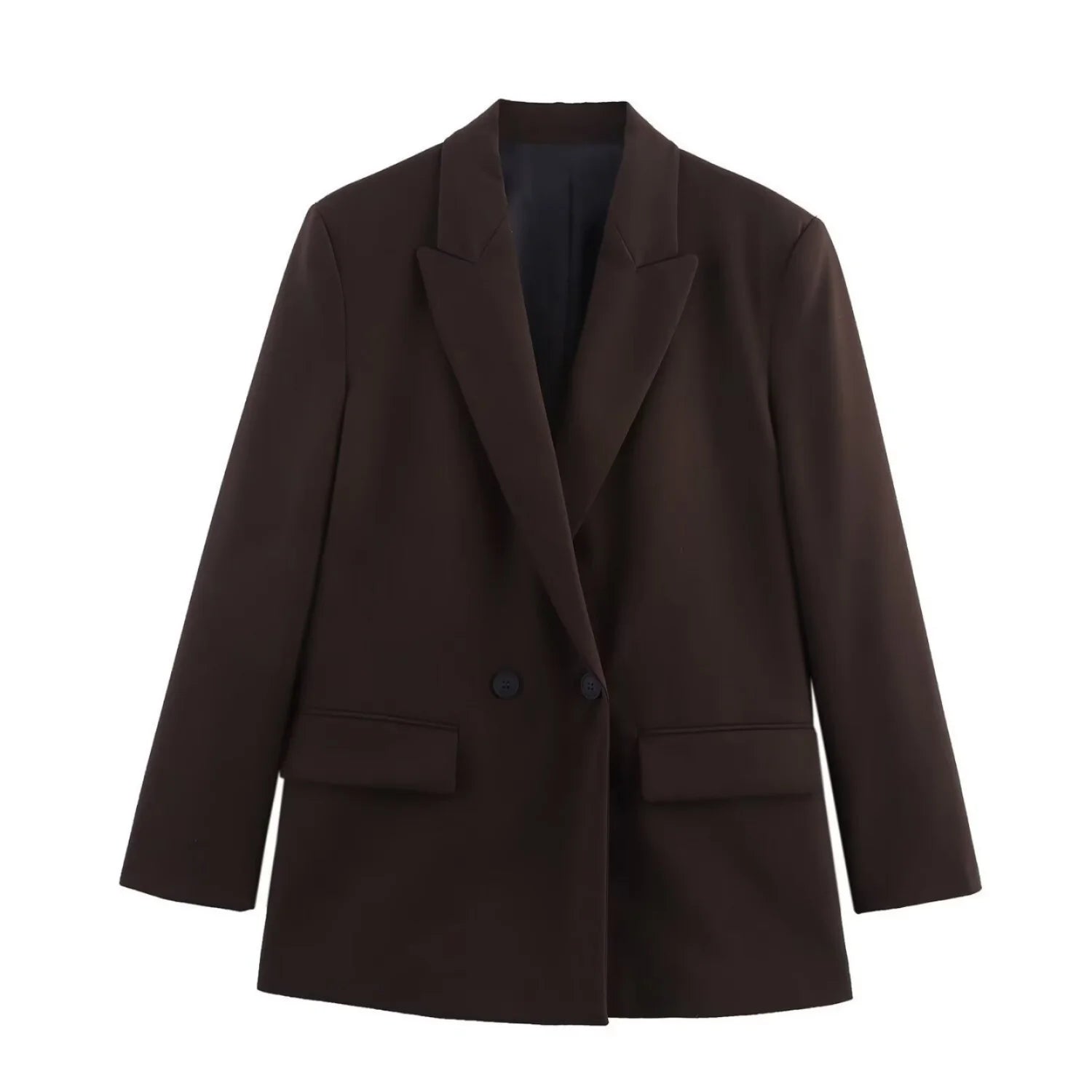 Women Elegant Solid Blazers Female Simple Style Double Breasted Long Sleeved Suit Jackets Casual Office Lady Suit Jackets Tops