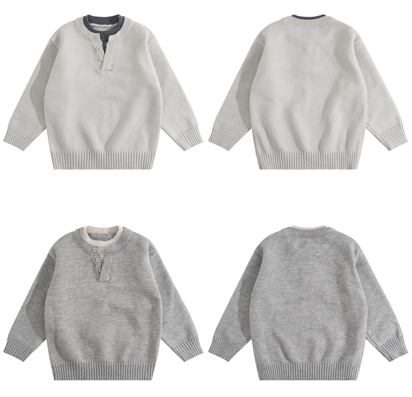 Child Minimalism Style V-Neck Sweater for Tween Boy Beige Grey Color Knitwear Korean Kids Spring Autumn Casual Knitted Clothing