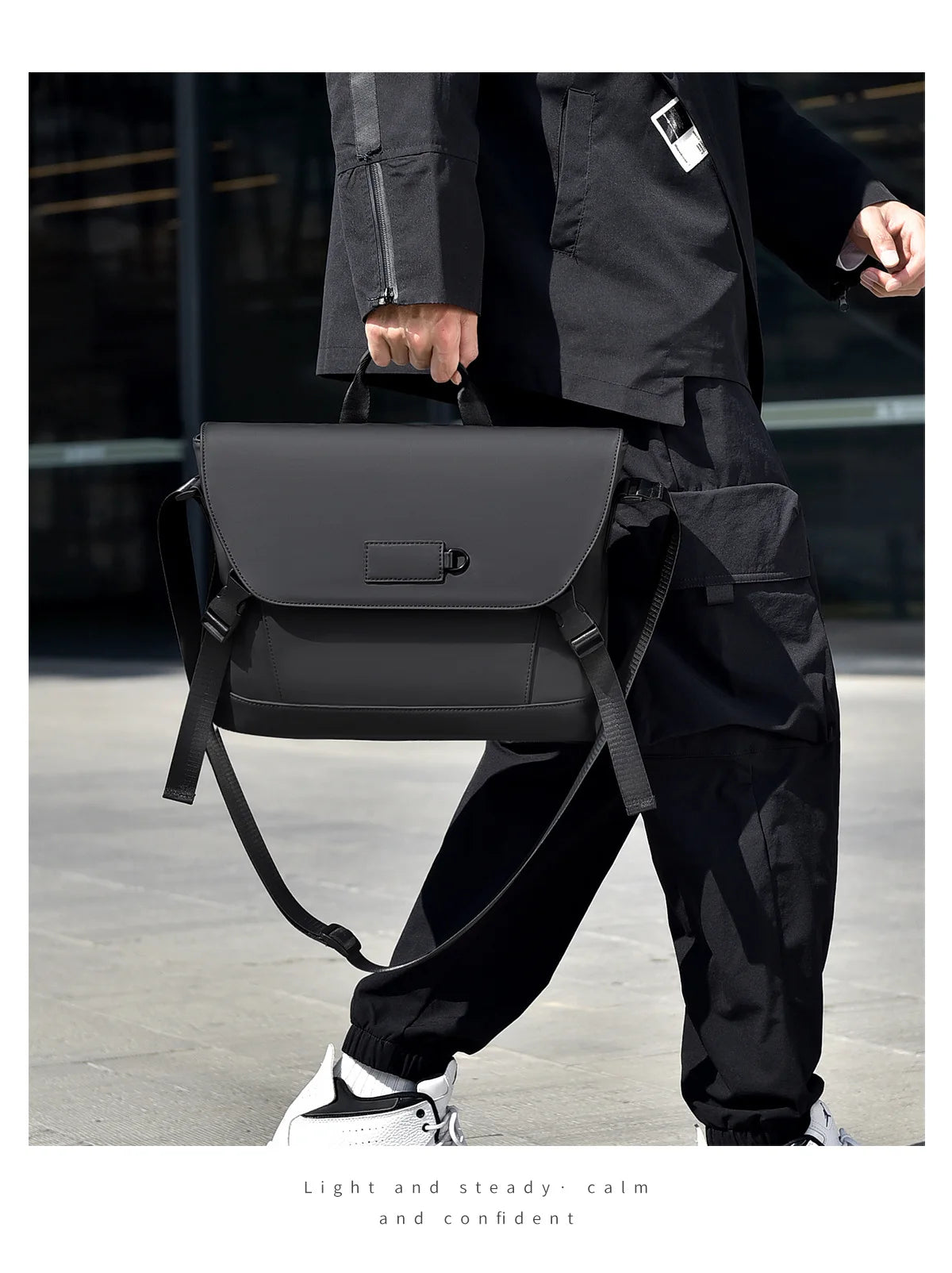 New Briefcase, High-End Business Crossbody Bag, Commuter Travel Backpack, Large-Capacity Shoulder Bag, Fashionable Water-Repellent Handbag, Laptop Bag, Solid Color Casual Bag