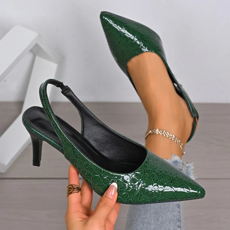 Green Heels for Women Luxury Pointed Toe Party Dress Shoes Classic Ladies Office Pumps Women Shoes Size 42 Salto Feminino