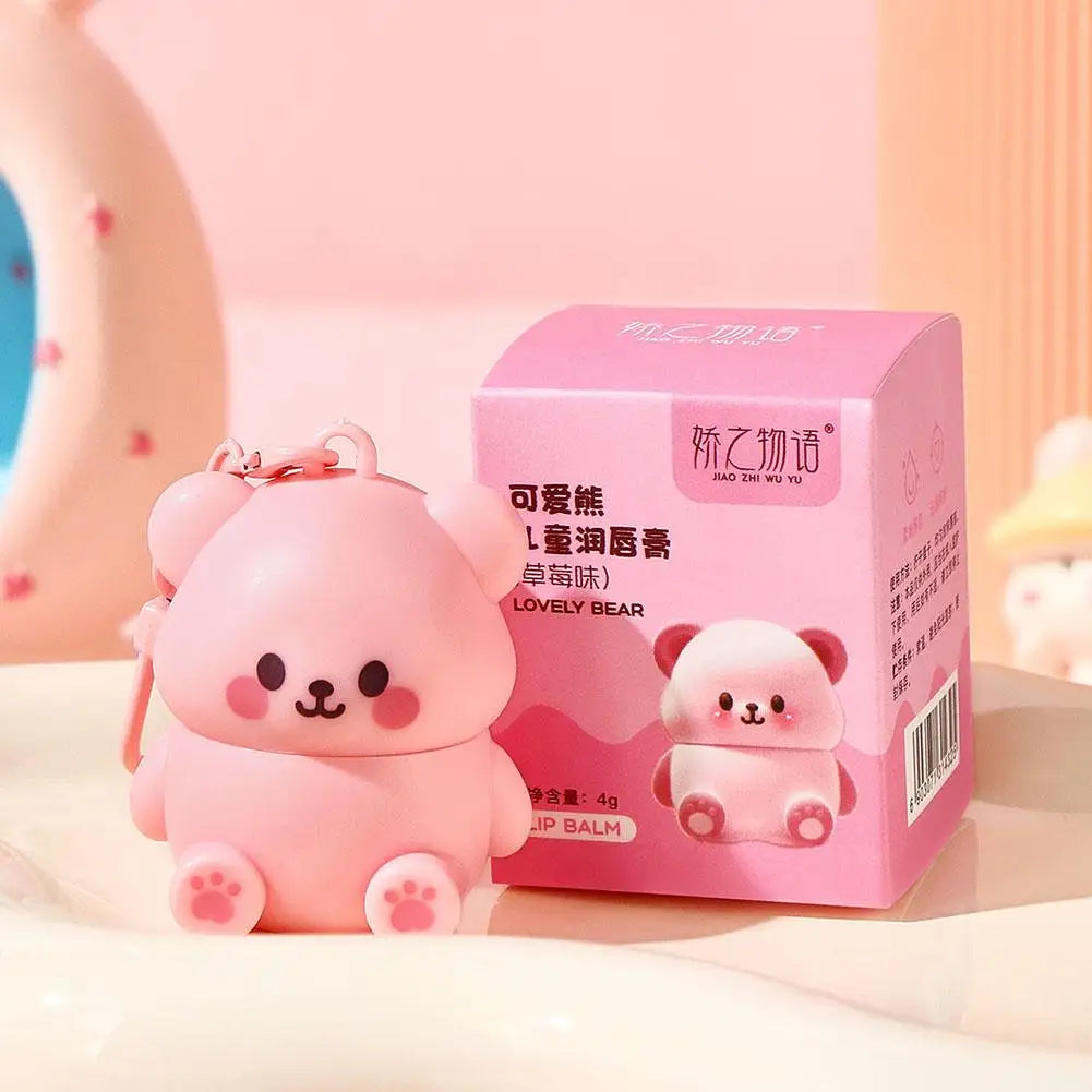 1PCS Childrens Lip Balm Bear Shape Moisturizing Care Kids Adult Lip Protection Dryness Prevention Gentle Lip Care Essential