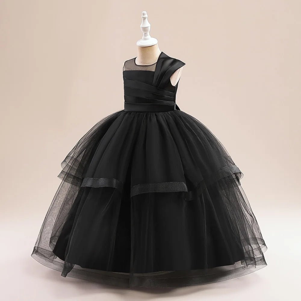 Teens Christmas Party Dresses For Girls White Bridesmaid Prom Gown Tulle Pageant Formal Wedding Evening Dress Children Costume