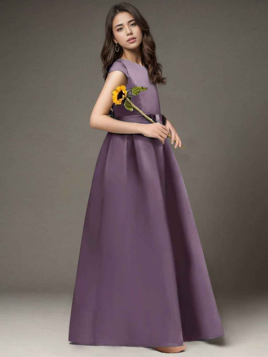 Teen Girl White Long Dress for Birthday Party Performance Featuring Elegant Evening Gown