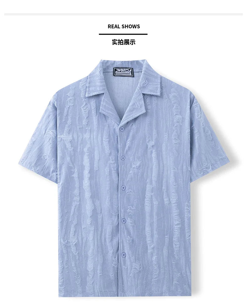 2026 Men's Summer Shirts Top Solid Turn-Down Collar Short Sleeve Shirt for Men Loose Half Sleeved Non Ironing T-shirt Male New